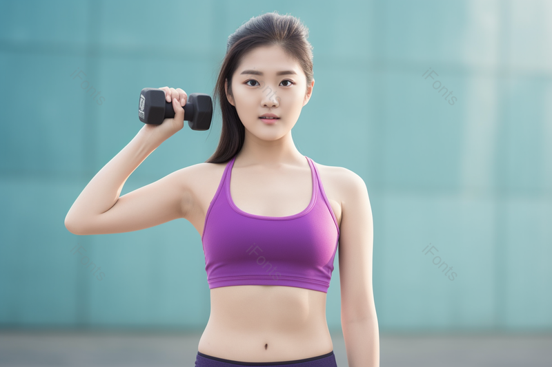 户外运动女性举哑铃正面摄影图,高清,摄影图,摄影图片,图片大全,摄影图免费下载